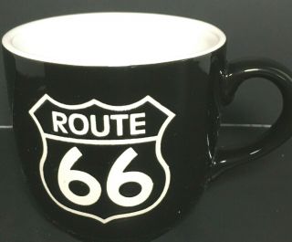 " Route 66 " Collectible Retro Diner Style Coffee Mug Black White Ceramic 10 Ounce