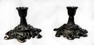 Vintage Robert Emig Co.  Cast Iron Rococo Candlestick Candle Holders