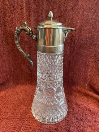 Vintage Sterling Silver And Cut Crystal Liquor Spirit Decanter