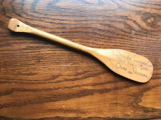 Vintage Collectible Souvenir Miniature Wooden Canoe Paddle,  Hand Carved,  Advert.