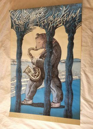 1983 Milton Glaser San Diego Jazz Festival Bear Signed Limited Edition Poster