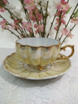 Antique Royal Sealy Yellow Tea Cup & Saucer 1950,  Bone China - Japan.