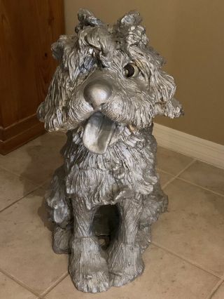 VINTAGE SHAGGY DOG STATUE SCULPTURE 28” HEAVY / RARE local pick up only 3