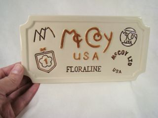 Vintage Mccoy Pottery Floraline Advertising Dealer Display Case Sign Plague Htf