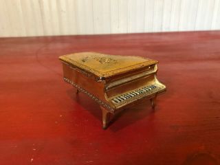 Vintage Piano Gold Metal Musical Trinket Box
