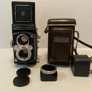 Vintage Yashica 635 Twin Lens 80mm Camera W/ Leather Case Please Read