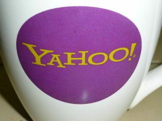 Yahoo Coffee Mug Tea Cup White Purple Gold Logo Vintage Hard To Find Rare