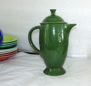 Vintage Fiesta Fiestaware Coffee Pot With Lid Forest Green Glaze