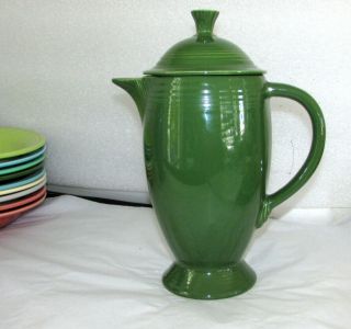 Vintage Fiesta Fiestaware Coffee Pot With Lid Forest Green Glaze 2