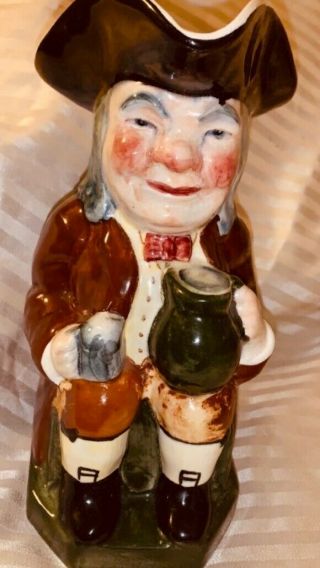 Rare: Early Kelsboro Ware,  Large Toby Jug,  " Drinking Man,  " Hand Panted,  8 - Inches