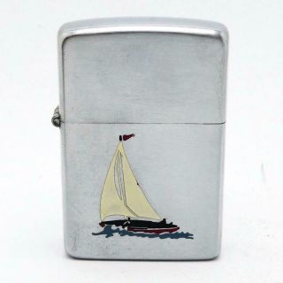 Vintage 1950 Zippo Lighter Sports Series Sloop Sailboat &