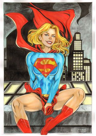Supergirl 11x17 " Sexy Color Pinup Art - Comic Page By Ed Silva