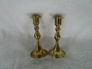Vintage Set Of 2 Solid Brass [ 5 3/8 " Tall] Candle Stick Holders