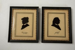 Pair Framed Silhouettes Composers (o3r) Richard Wagner & Franz Liszt Dime Store
