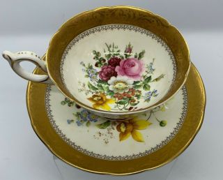Antique Rare Hand Painted E.  B.  Foley 24 Kt Gold Plated Floral Tea Cup Fine China