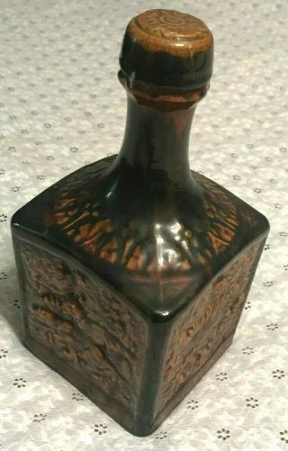 antique GLAZED CERAMIC WHISKEY JUG glass bottle MUSIC BOX ON BOTTOM vintage RARE 2