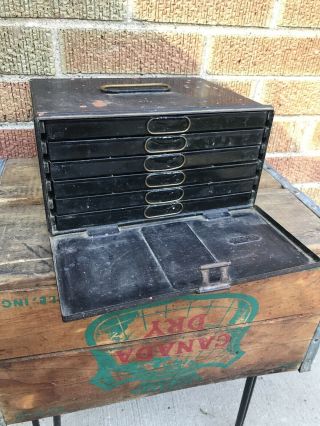 Rare Vintage Antique J Bernard & Son Fly & Lure Box Case 6 Drawer Tackle Box