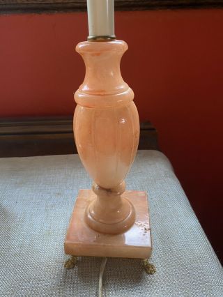 Vintage French Italian Dyed Alabaster Marble Table Lamp France Neoclassical