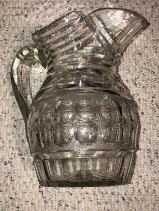 Larry Antique Georgian / Victorian Anglo Irish Cut Glass Water Jug Pitcher C1810