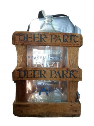 Deer Park 5 Gallon Glass Jug In Wooden Crate.