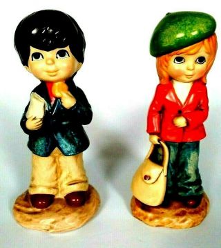 Boy and Girl Figures Vintage 1960 ' s Action Littl Ones Mod Ceramic Handcrafted 3