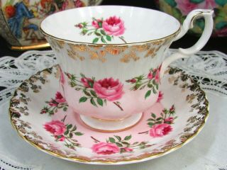 Royal Albert Pink Bridesmaid Roses Fluted Tea Cup And Saucer