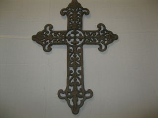 Large Rustic 17 - 3/4” X 12 - 3/4 " 3d Ornate Cast Iron,  Cross / Wall Decor