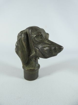 Vintage Antique Style Solid Cast Brass Dog Hound Walking Stick Cane Topper Top