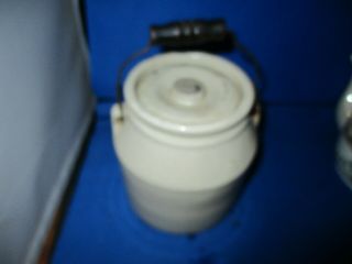 Antique 1 Quart Stoneware Crock With Lid And Bail Handle