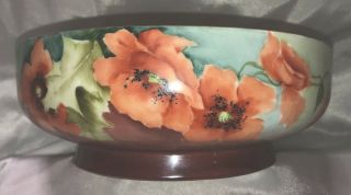 Antique Haviland France Poppies Bowl,  Signed Az,  8 9/10” X 3 1/3”,  Rich Colorful