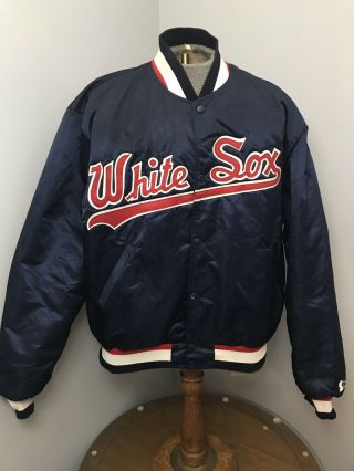 Rare Vintage 80s Starter Chicago White Sox Mlb Satin Baseball Jacket Size Xl