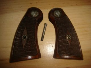 Vintage Colt Firearms Checkered Wood Pistol Grips