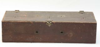 Vintage Wood Box With Brass Clasp & Hinged Top - 17 X 7 X 4 " Antique Tool Case
