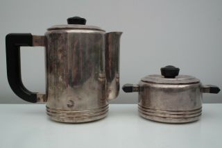Christofle Gallia - Luc Lanel Vintage Silver Plated Coffee Pot And Sugar Bowl
