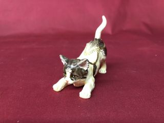 Jeweled Crystal White Cream Brown Cat Metal And Enameled Trinket Box