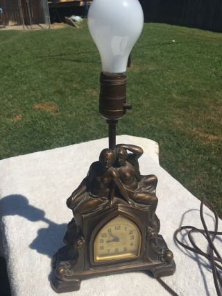 Circa 1930’s Figural Brass Clock And Lamp 2