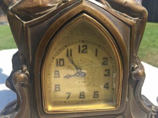 Circa 1930’s Figural Brass Clock And Lamp 3