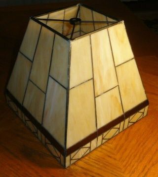 Vintage Antique Slag Leaded Glass Arts & Crafts - Mission Style Lamp Shade Brown
