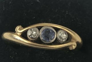 Estate Vintage Or Antique 14k Gold 2 Diamonds Old Ring Sized To 5 1/4