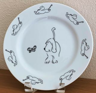 James Thurber Art Dog With Butterfly Collectible Plate