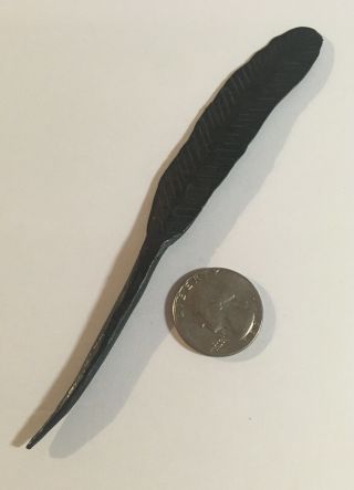 Antique Cast Iron Letter Opener,  Shaped Like A Feather.  Hand Forged,  6 Inches