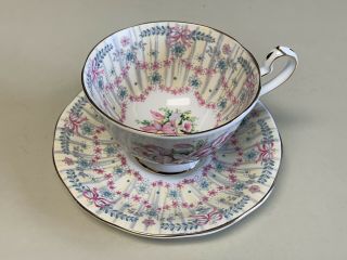 Queen Anne Royal Bridal Gown Teacup & Saucer Fine Bone China,  England Exc