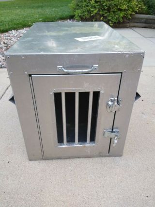 Vintage Aluminum Dog Cage Pet Travel Car Crate Kennel Bird,  Rabbit Cat