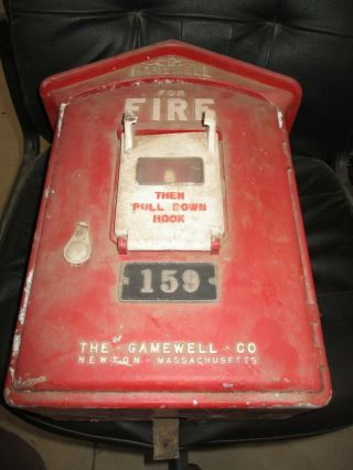 Vintage Antique Gamewell Large Fire Alarm Box Newton Mass Mancave Garage