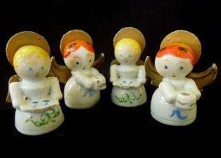Vintage Murray Kreiss La Calif 50s Set Of 4 Angels Porcelain Miniature Figurines