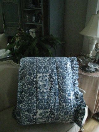 Vintage Ralph Lauren Porcelain Tamarind Ruffled Full / Queen Comforter