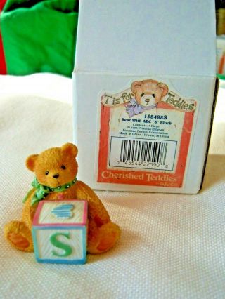 Vintage Cherished Teddies T Is For Teddies Bear With Abc S Block