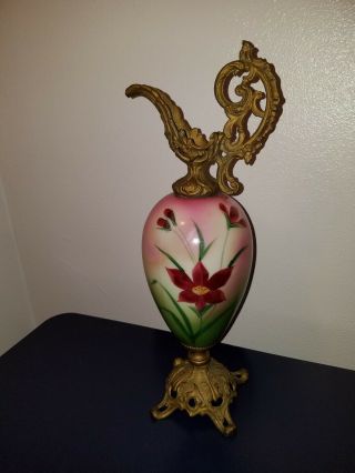 Antique Ewer Vase Urn Pitcher Hand Painted Porcelain Victorian Ornate Mantle Art