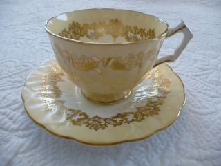 Vintage Aynsley Bone China Tea Cup And Saucer: Elegant Gold Rimmed Pattern