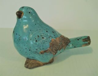 Vintage Ceramic Blue Bird Figurine Rustic Shabby Chic Bird Décor Chubby Blue Brd